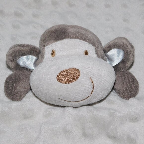 Elegant Baby Gray Monkey Plush Security Blanket Fringe Trim Baby Lovey Nunu - Picture 2 of 7
